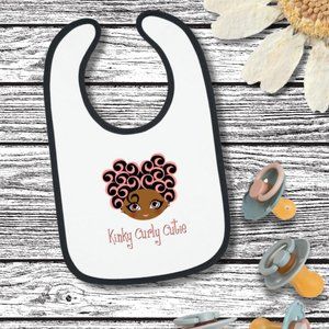 Kinky Curly Cutie Baby Contrast Trim Jersey Bib